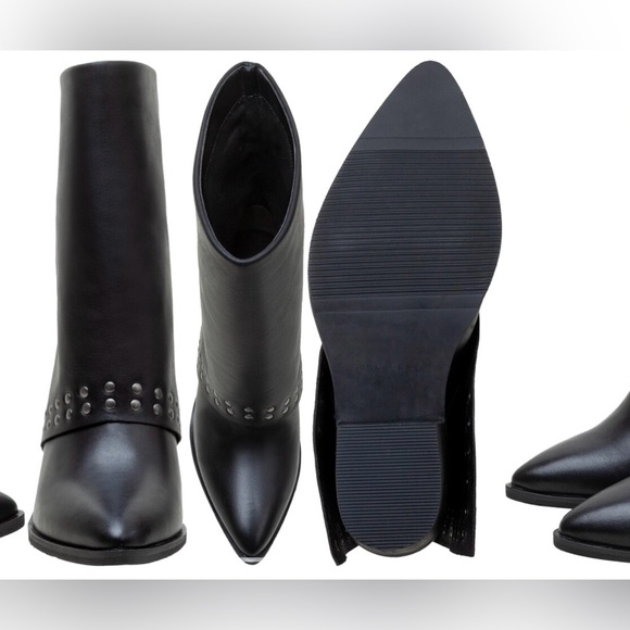 NIB Studded  Black Ankle Boots - Picture 6 of 6